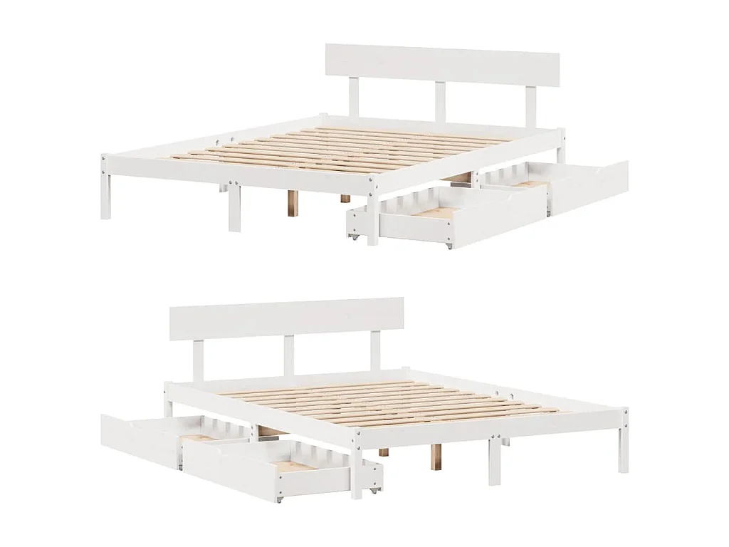 Cama sem colchão 135x190 cm madeira de pinho maciça branco