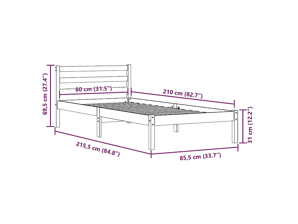 Estructura de cama con cabecera Marrón 215,5 x 85,5 x 69,5 cm