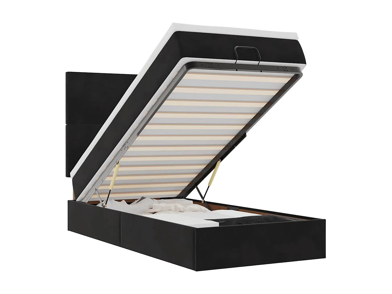 Cadre de lit ottoman avec matelas noir 80x200 cm velours