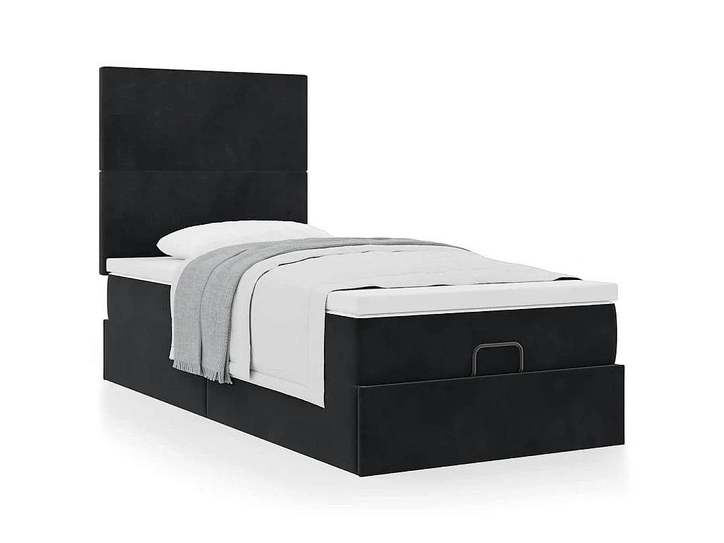Ottoman bed met matrassen 80x200cm fluweel zwart