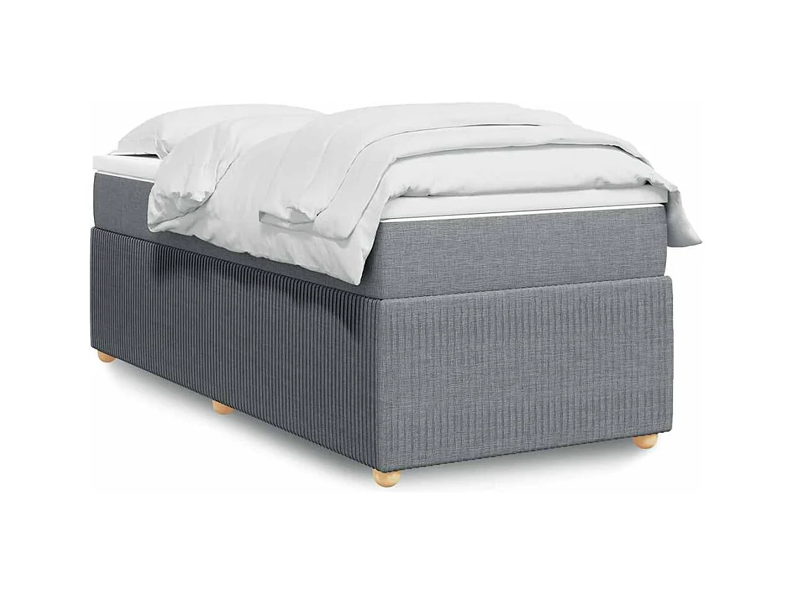 Boxspringbett mit Matratze Hellgrau 80x200 cm Stoff