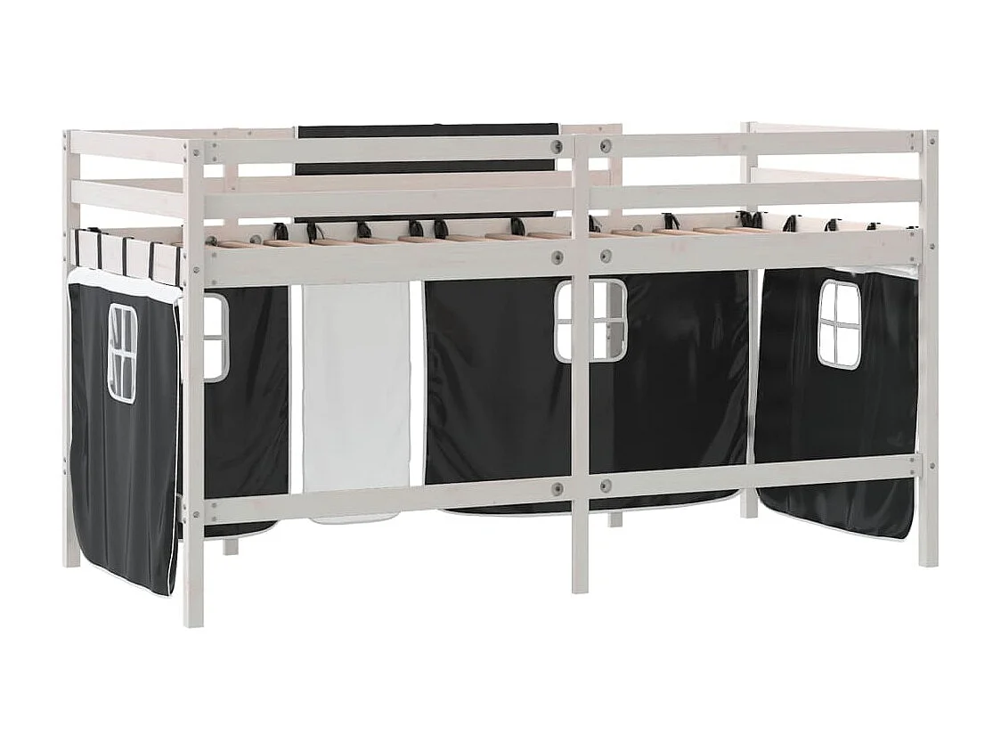 Lit mezzanine pour enfants avec rideaux sans matelas 80x200 cm