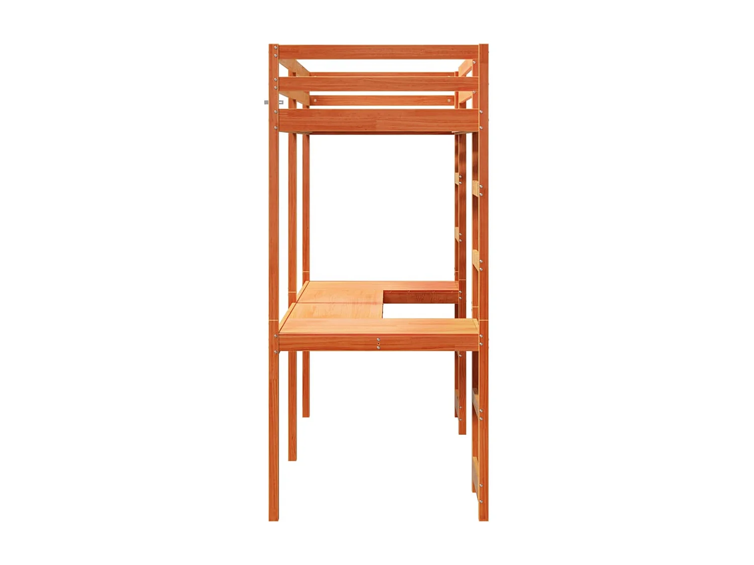 Hochbett ohne Matratze Wachsbraun 75x190 cm Massivholz Kiefer