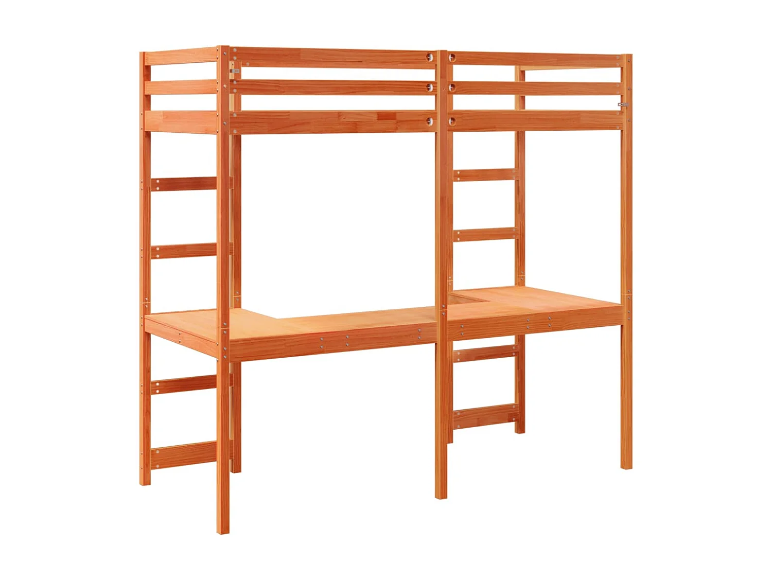 Hochbett ohne Matratze Wachsbraun 75x190 cm Massivholz Kiefer
