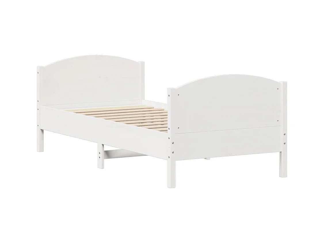 Bedframe zonder matras massief grenenhout wit 75x190 cm