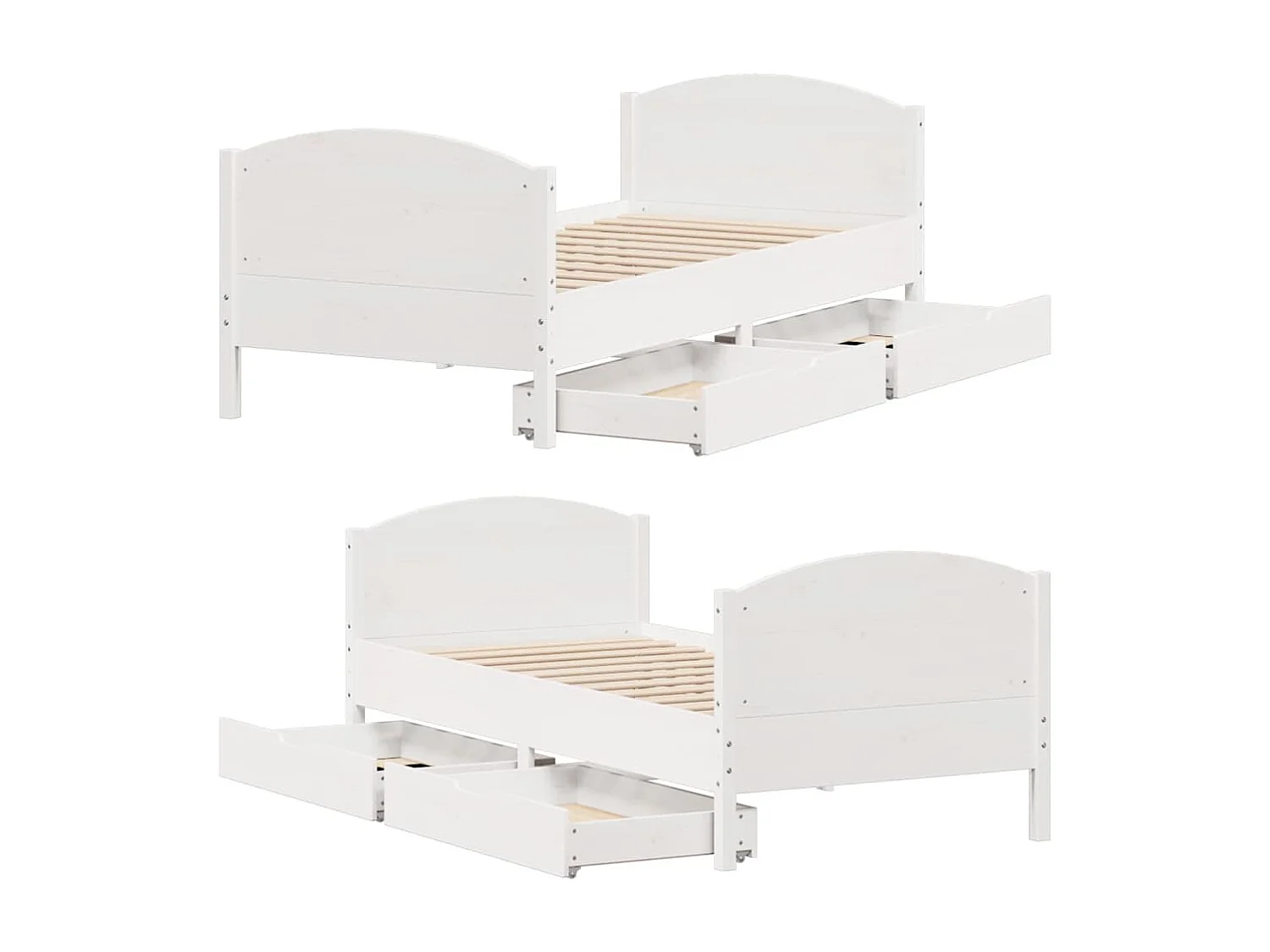 Bedframe zonder matras massief grenenhout wit 75x190 cm