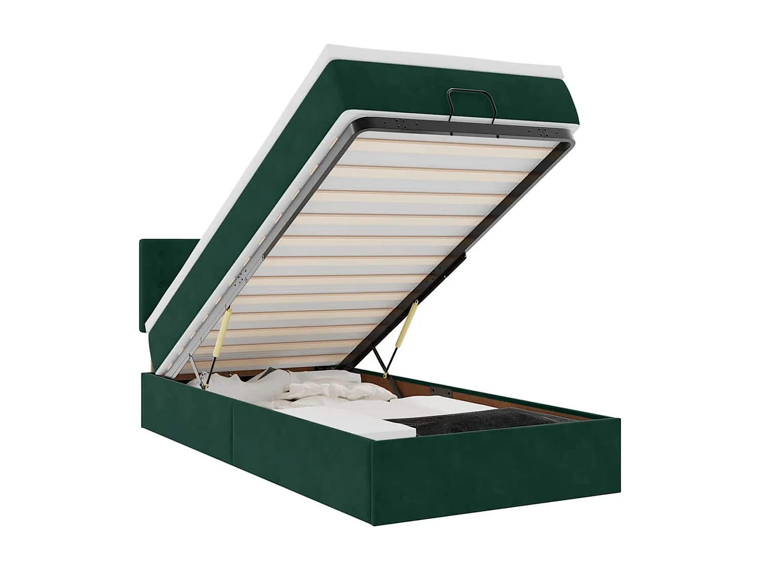 Bed poef met matras en LED's 80x200cm fluweel donkergroen