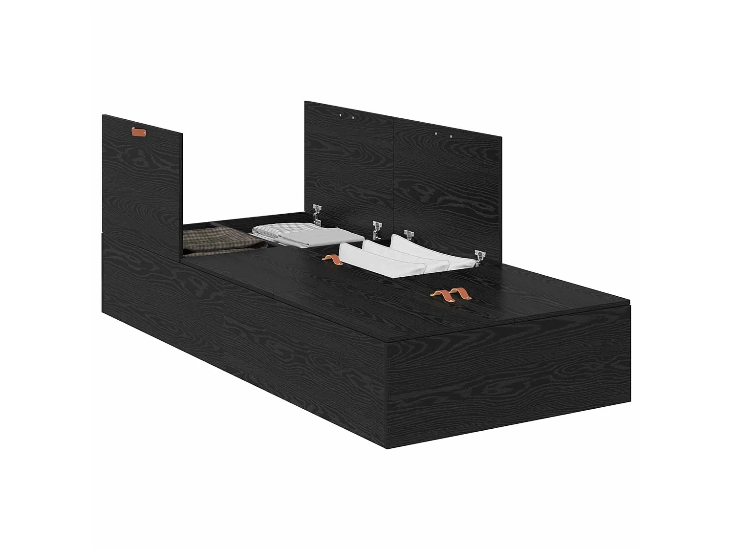 Cadre de lit avec rangement Chêne noir 70 x 190 cm