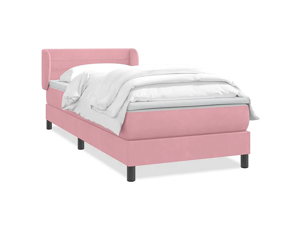 Cama com molas/colchão 80x220 cm veludo rosa