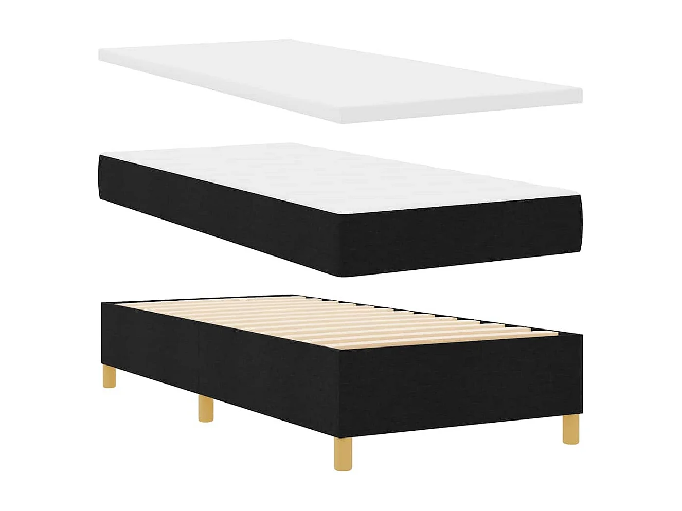 Lit à ressort LED avec matelas Noir 80 x 200 cm tissu