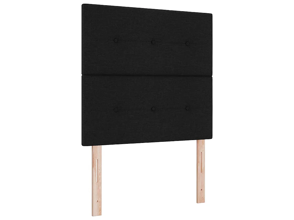 Lit à ressort LED avec tête de lit Noir 80 x 200 cm tissu