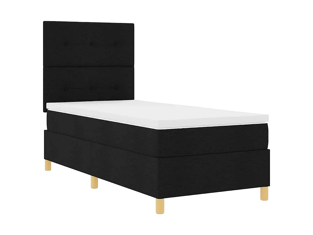 Lit à ressort LED avec tête de lit Noir 80 x 200 cm tissu