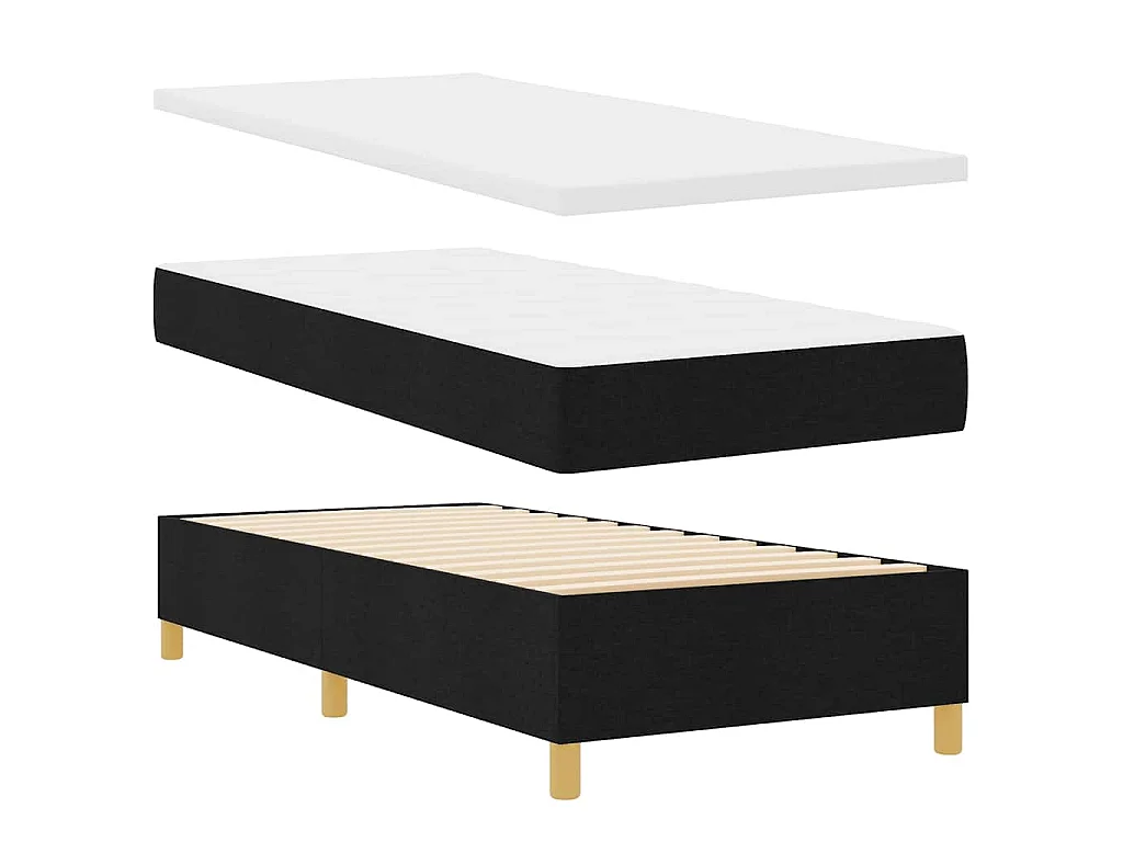 Lit à ressort LED avec tête de lit Noir 80 x 200 cm tissu