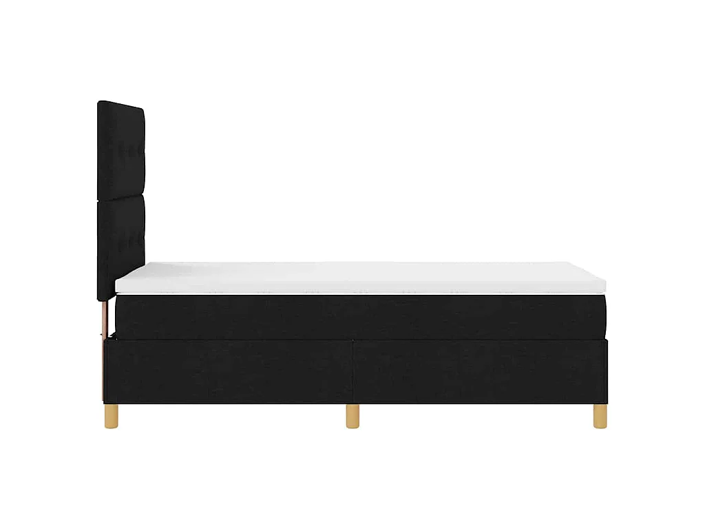 Lit à ressort LED avec tête de lit Noir 80 x 200 cm tissu