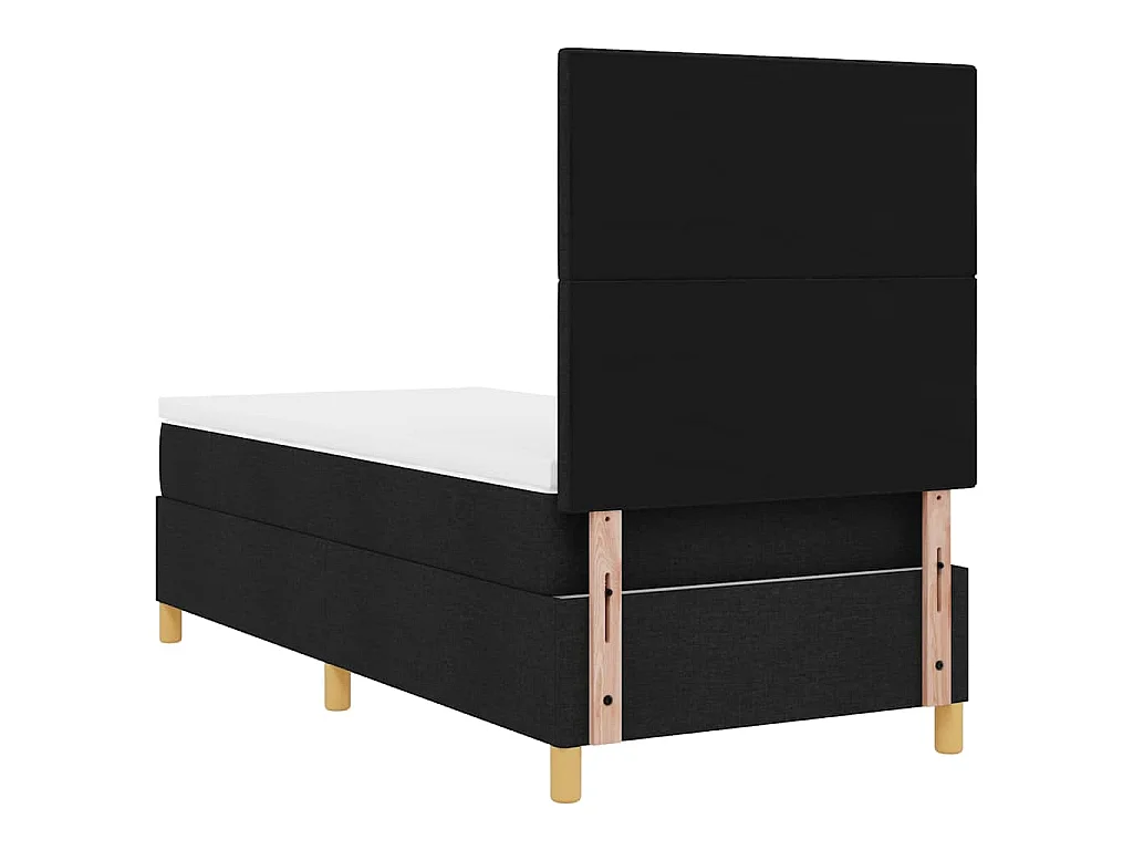 Lit à ressort LED avec tête de lit Noir 80 x 200 cm tissu