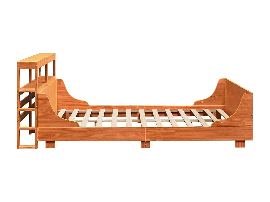 Bedframe zonder matras massief grenenhout wasbruin 135x190 cm