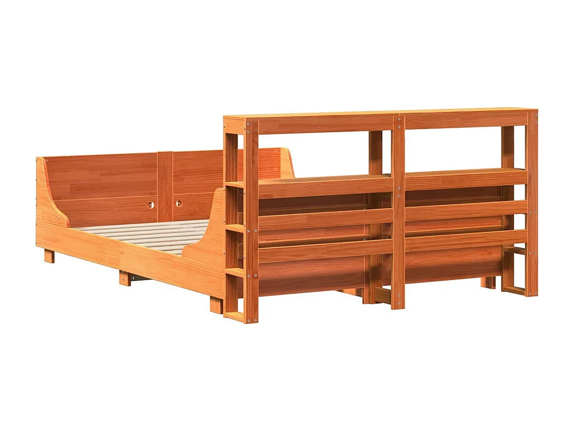 Bedframe zonder matras massief grenenhout wasbruin 135x190 cm