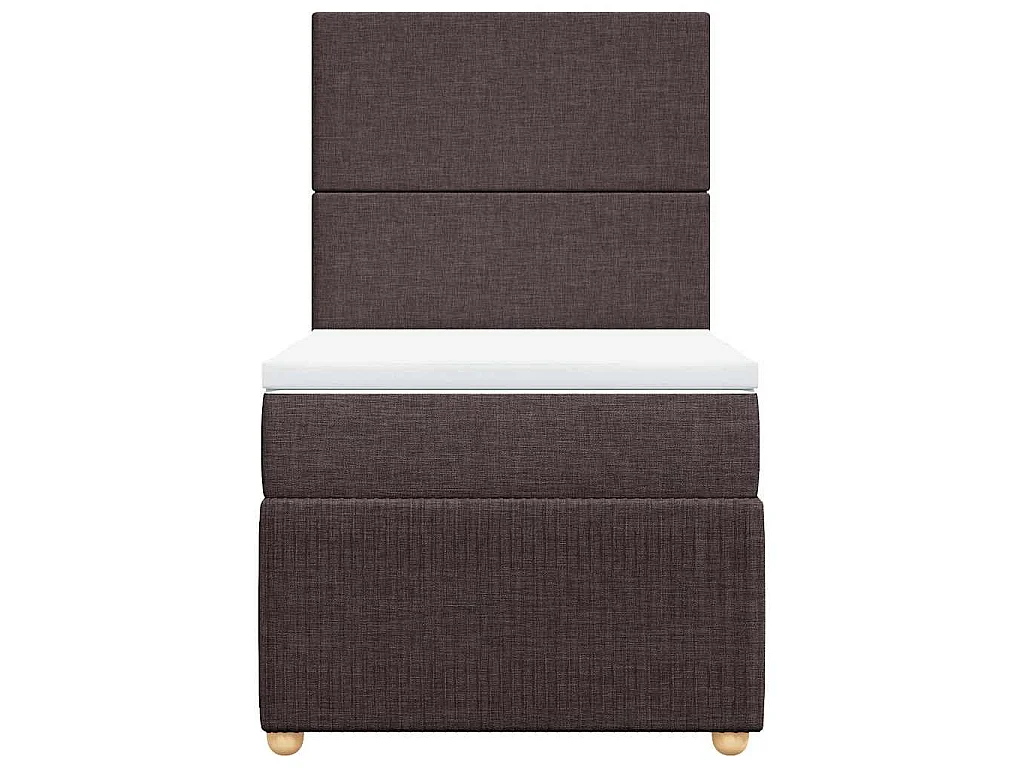 Cama box spring con colchón tela marrón oscuro 80x200 cm