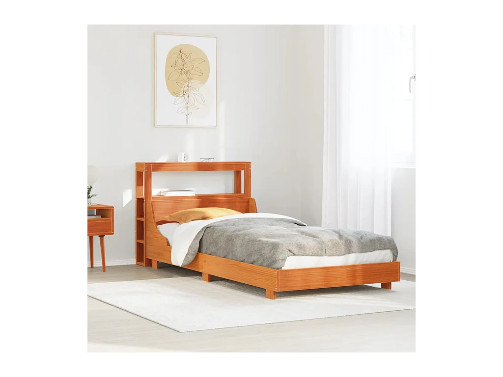 Cadre de lit sans matelas cire marron 75x190 cm bois pin massif