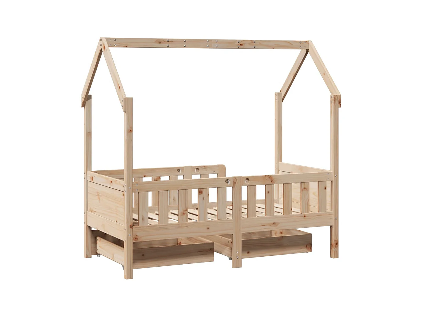 Giroletto per Bambini con Cassetti 80x170cm Legno Massello Pino