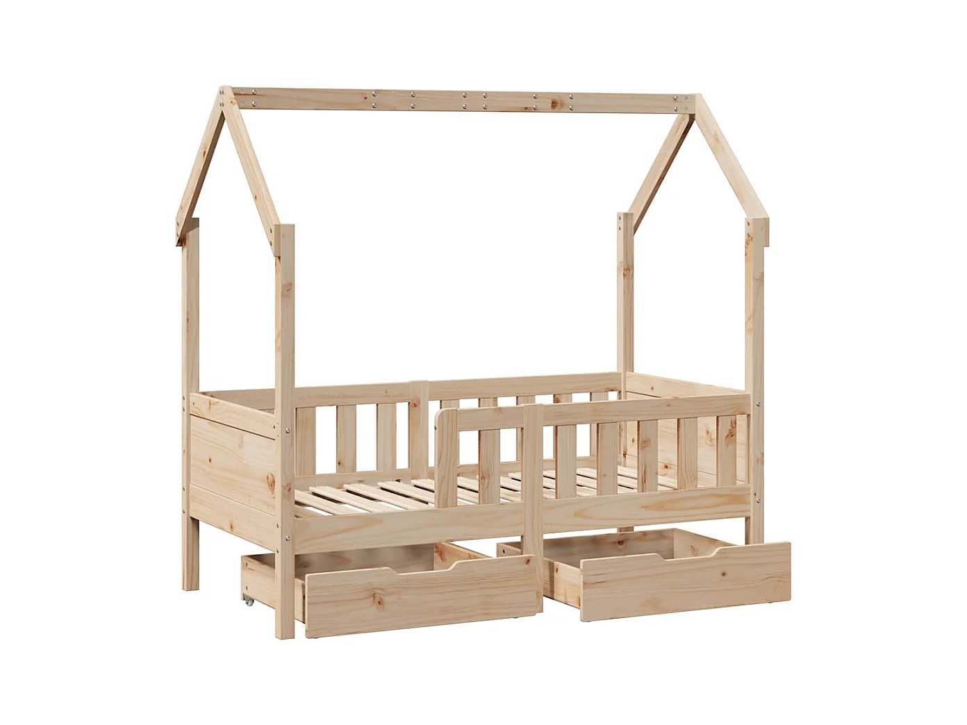 Giroletto per Bambini con Cassetti 80x170cm Legno Massello Pino