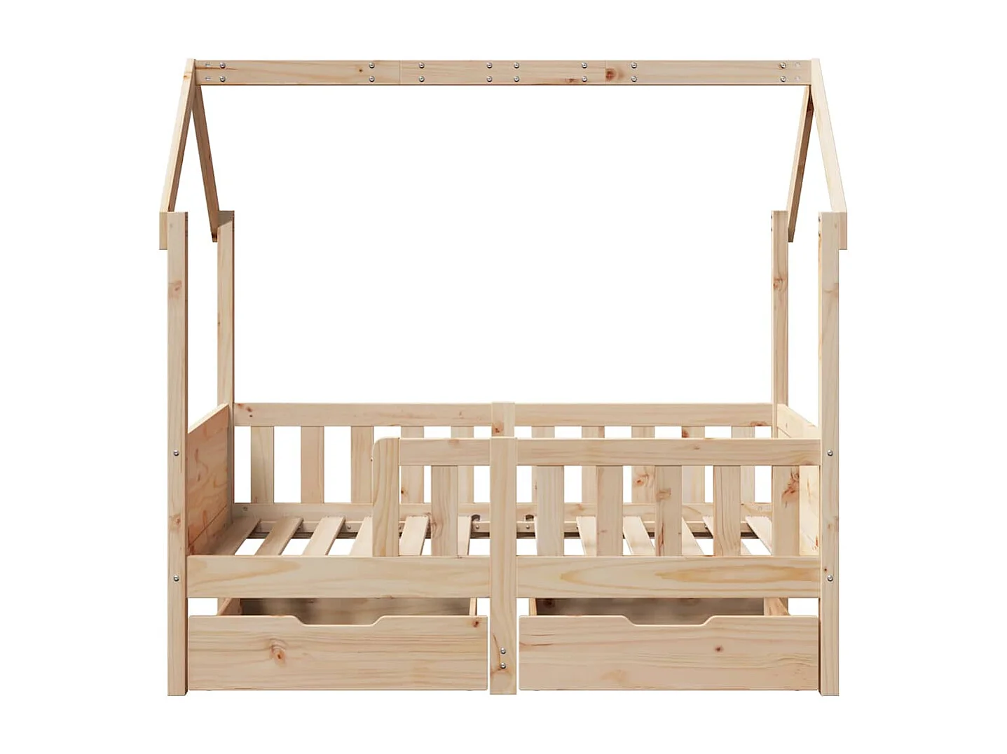Giroletto per Bambini con Cassetti 80x170cm Legno Massello Pino