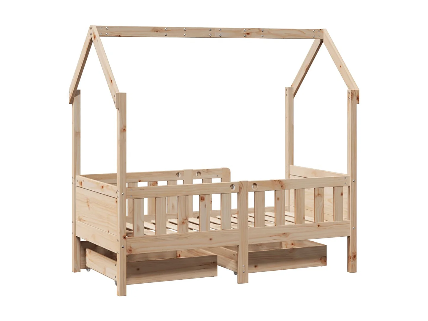 Giroletto per Bambini con Cassetti 80x170cm Legno Massello Pino