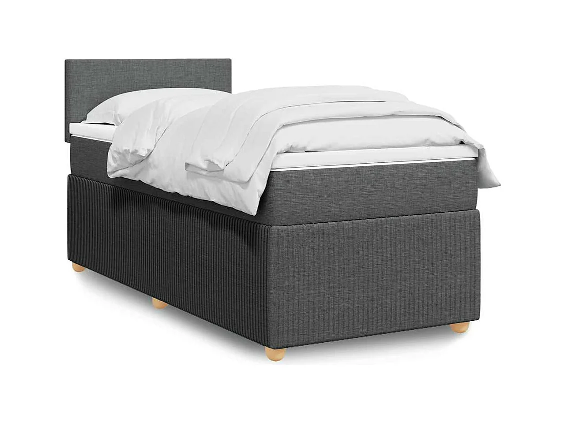 Sommier à lattes de lit avec matelas Gris foncé 80x200 cm Tissu