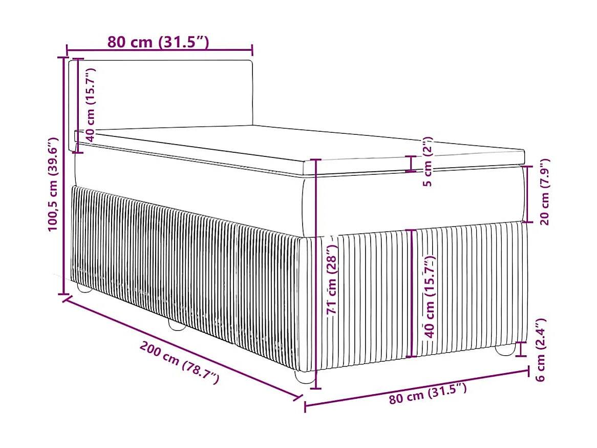 Boxspring met matras stof donkergrijs 80x200 cm