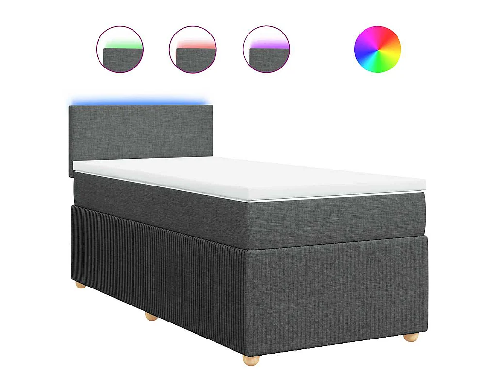 Sommier à lattes de lit avec matelas Gris foncé 80x200 cm Tissu