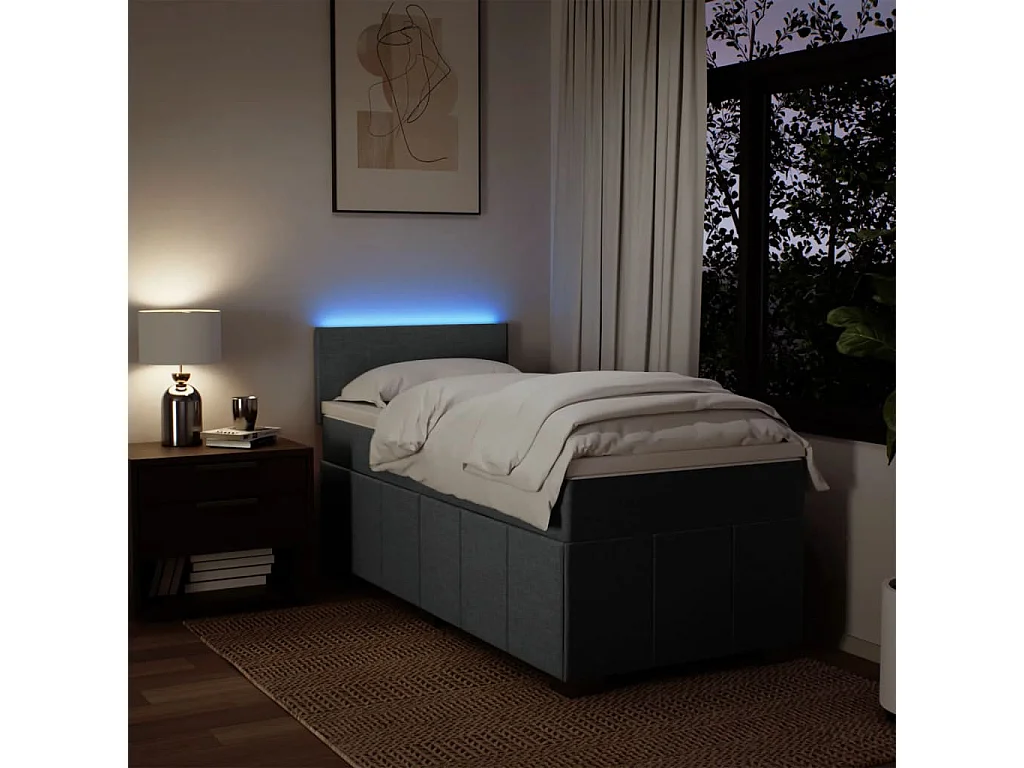 Boxspringbett mit Matratze Dunkelgrau 80x200 cm Stoff