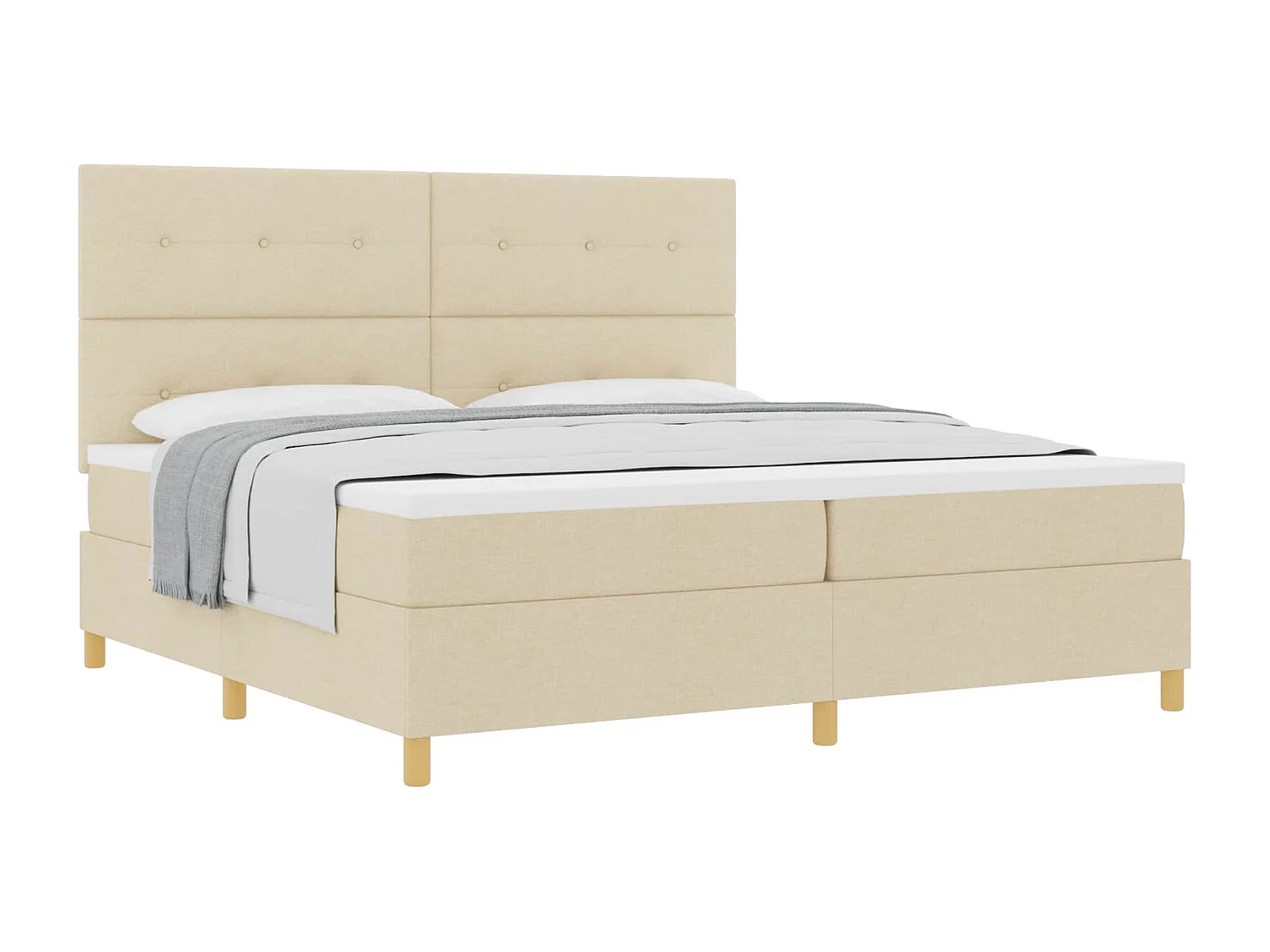 Boxspringbed met matras met hoofdeinde Crème 200 x 200 cm Stof