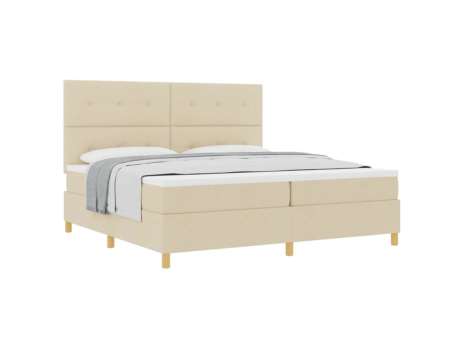 Boxspringbett mit Kopfteil Creme 200 x 200 cm Stoff