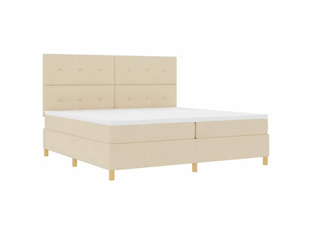 Boxspringbett mit Kopfteil Creme 200 x 200 cm Stoff