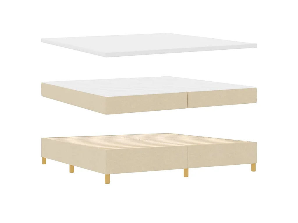 Boxspringbett mit Kopfteil Creme 200 x 200 cm Stoff