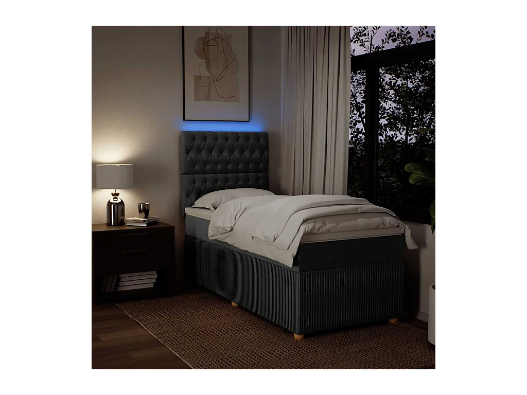 Boxspring met matras stof donkergrijs 80x200 cm