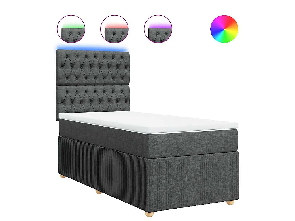 Sommier à lattes de lit avec matelas Gris foncé 80x200 cm Tissu
