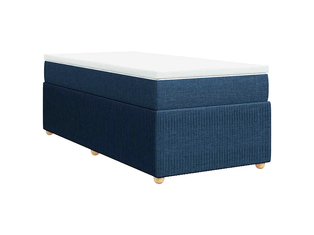 Cama box spring con colchón tela azul 80x200 cm