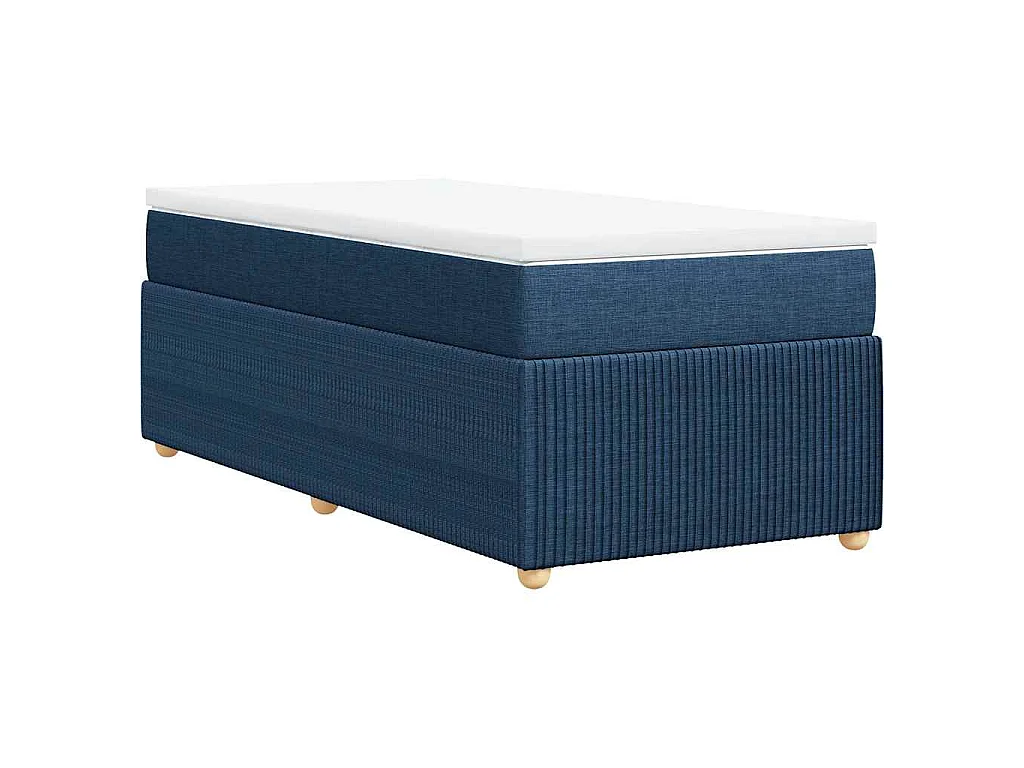 Cama box spring con colchón tela azul 80x200 cm