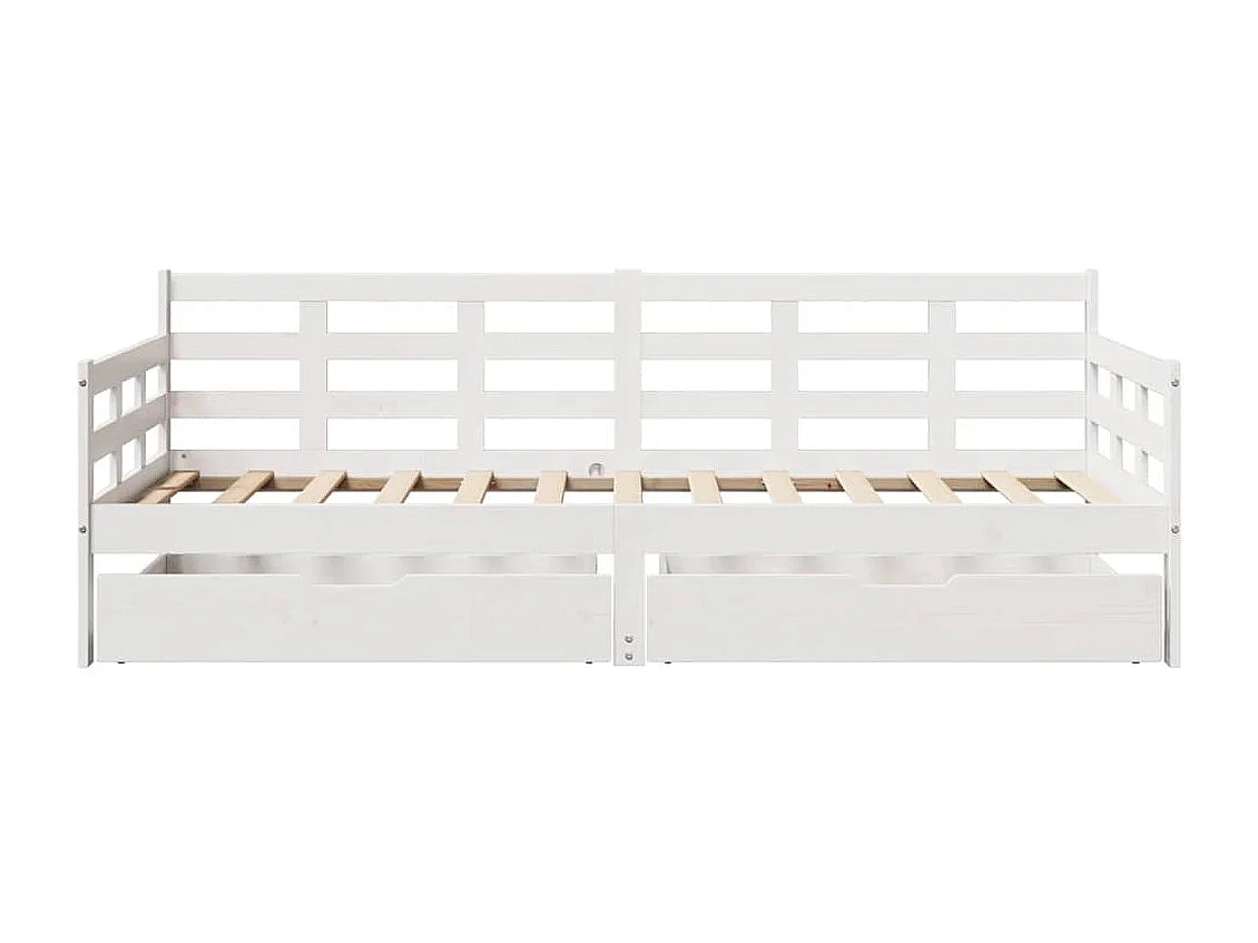 Lit de jour et tiroirs sans matelas blanc 80x200 cm bois massif