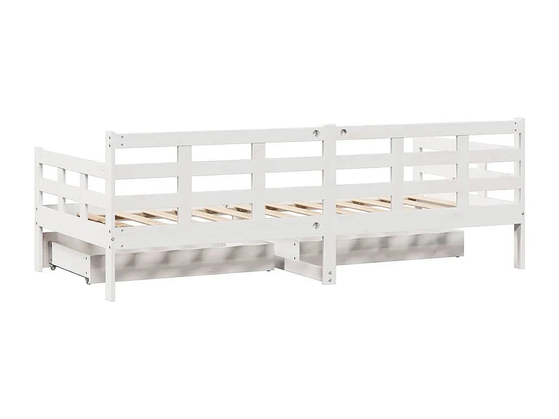 Slaapbank met lades 80x200 cm massief grenenhout wit