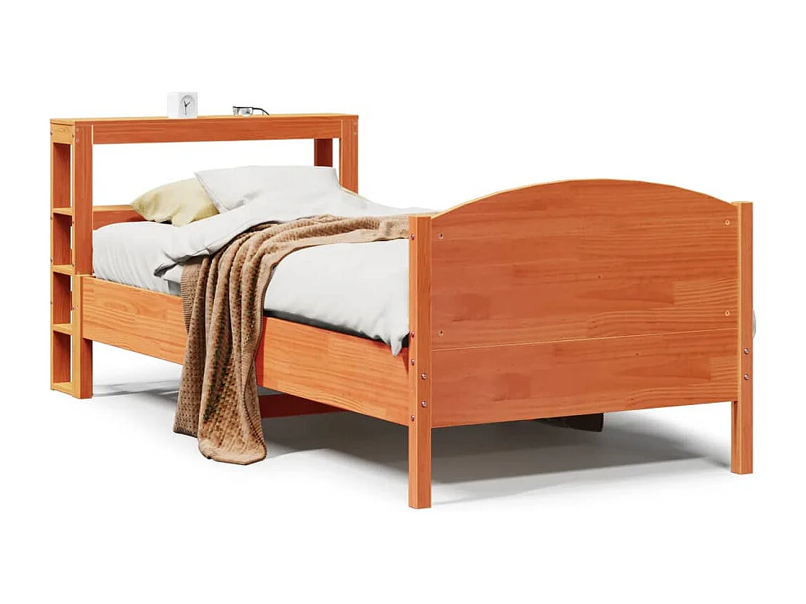 Cadre de lit sans matelas cire marron 75x190 cm bois pin massif