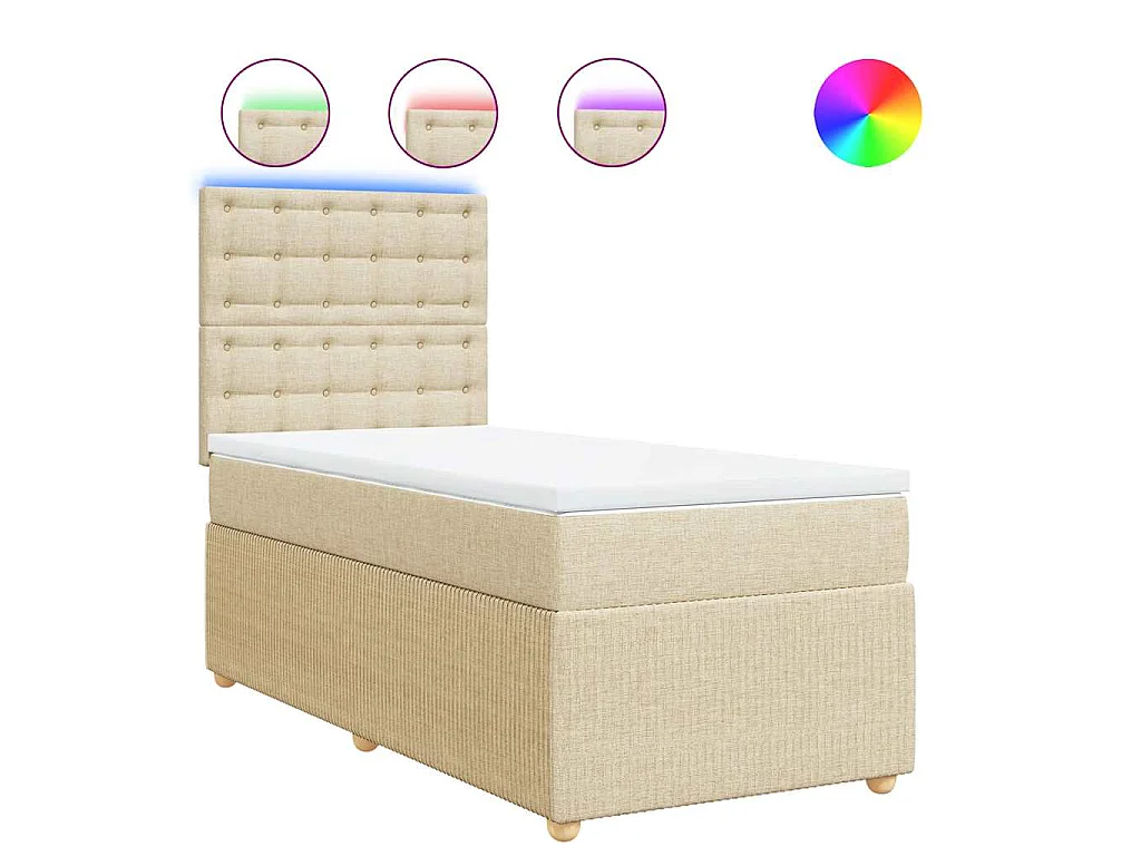 Cama com molas/colchão 80x200 cm tecido cor crème