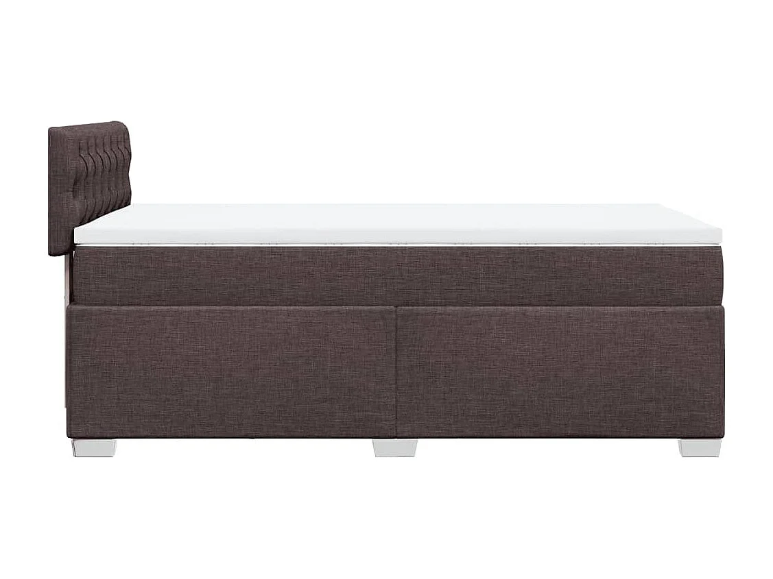 Cama box spring con colchón tela marrón oscuro 80x200 cm