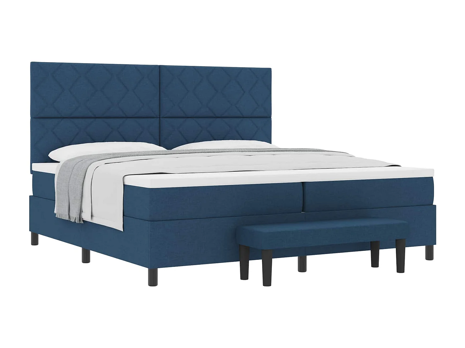 Letto a molle con materasso Blu 200 x 200 cm Tessuto