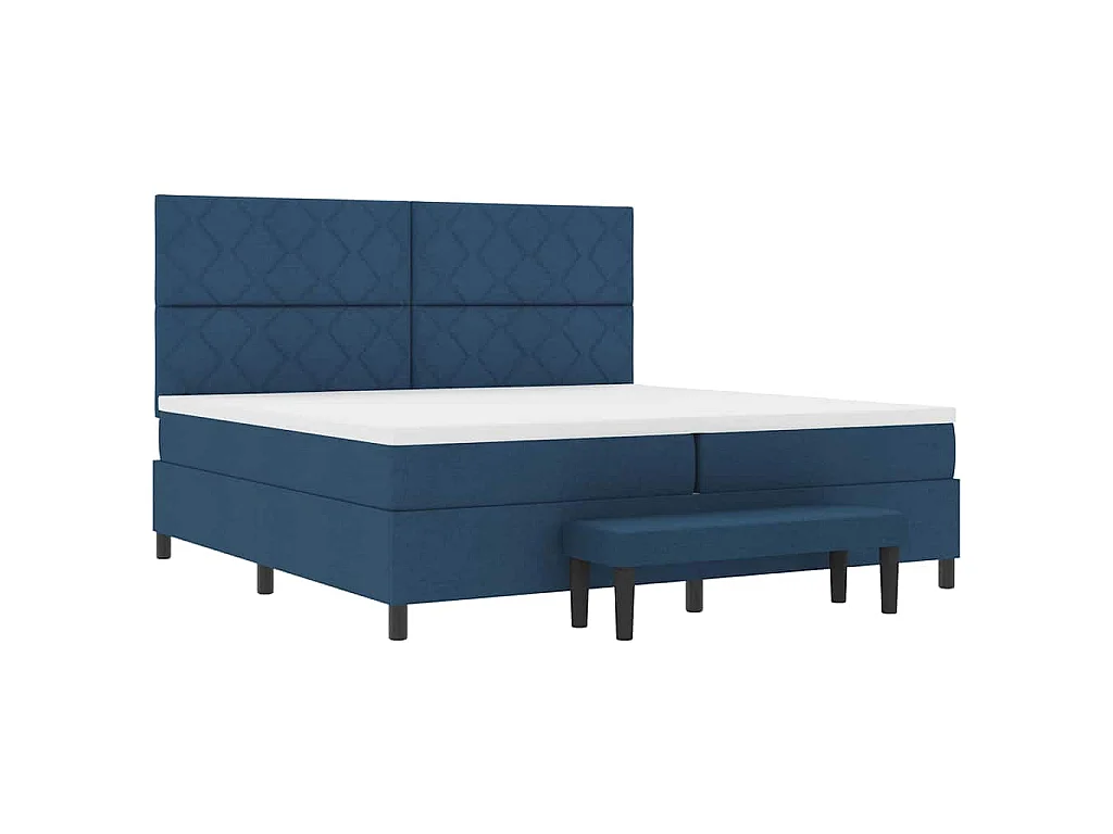 Letto a molle con materasso Blu 200 x 200 cm Tessuto