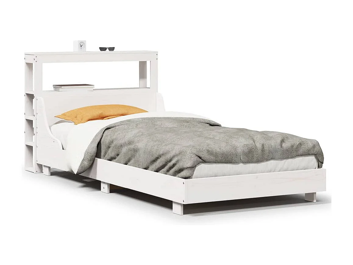 Cadre de lit sans matelas blanc 75x190 cm bois de pin massif