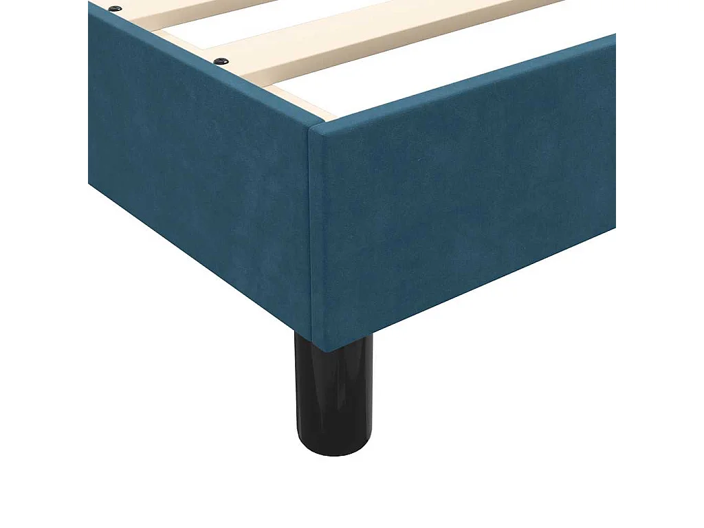 Sommier à lattes de lit et matelas bleu foncé 80x220 cm velours