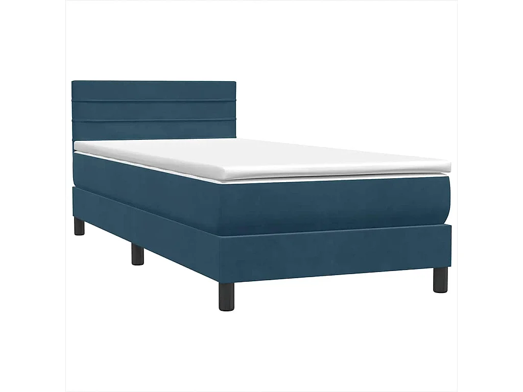 Boxspring met matras fluweel donkerblauw 80x220 cm
