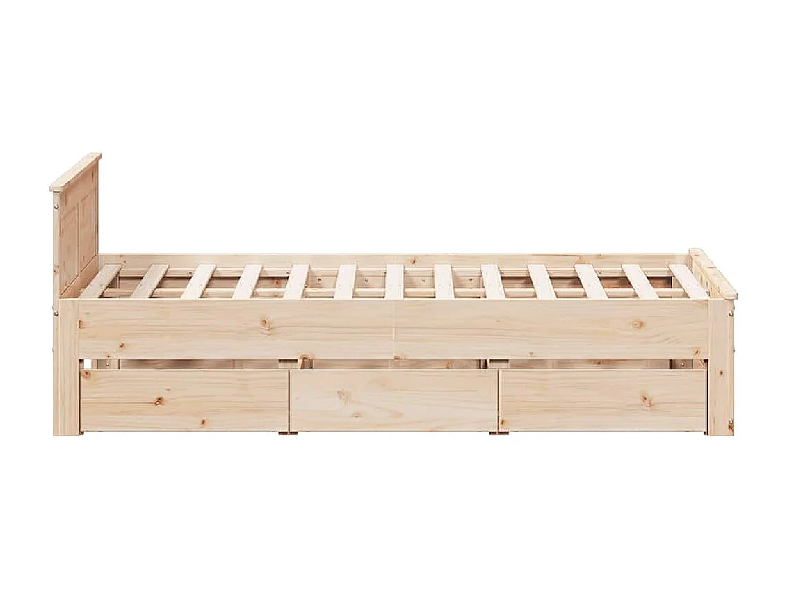 Cama sem colchão com cabeceira 135x190 cm pinho maciço